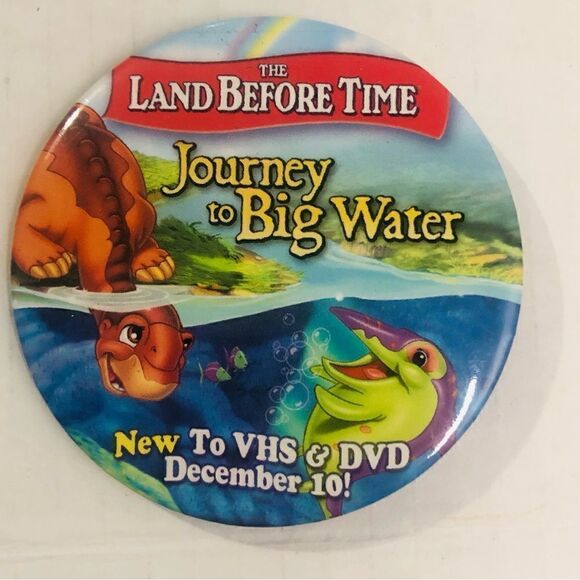 The Land Before Time Journey to Big Water vhs dvd pin pinback button December - Picture 1 of 3